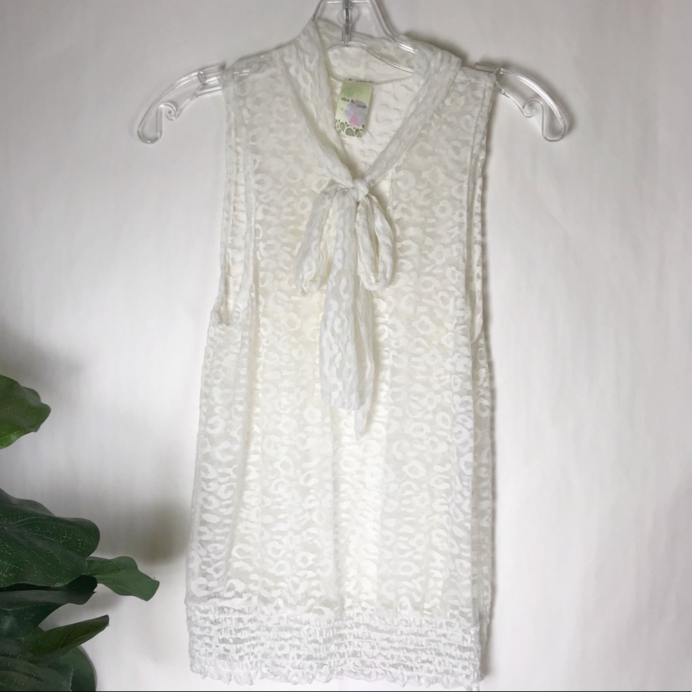 Alex & Jane sheer floral lace sleeveless blouse